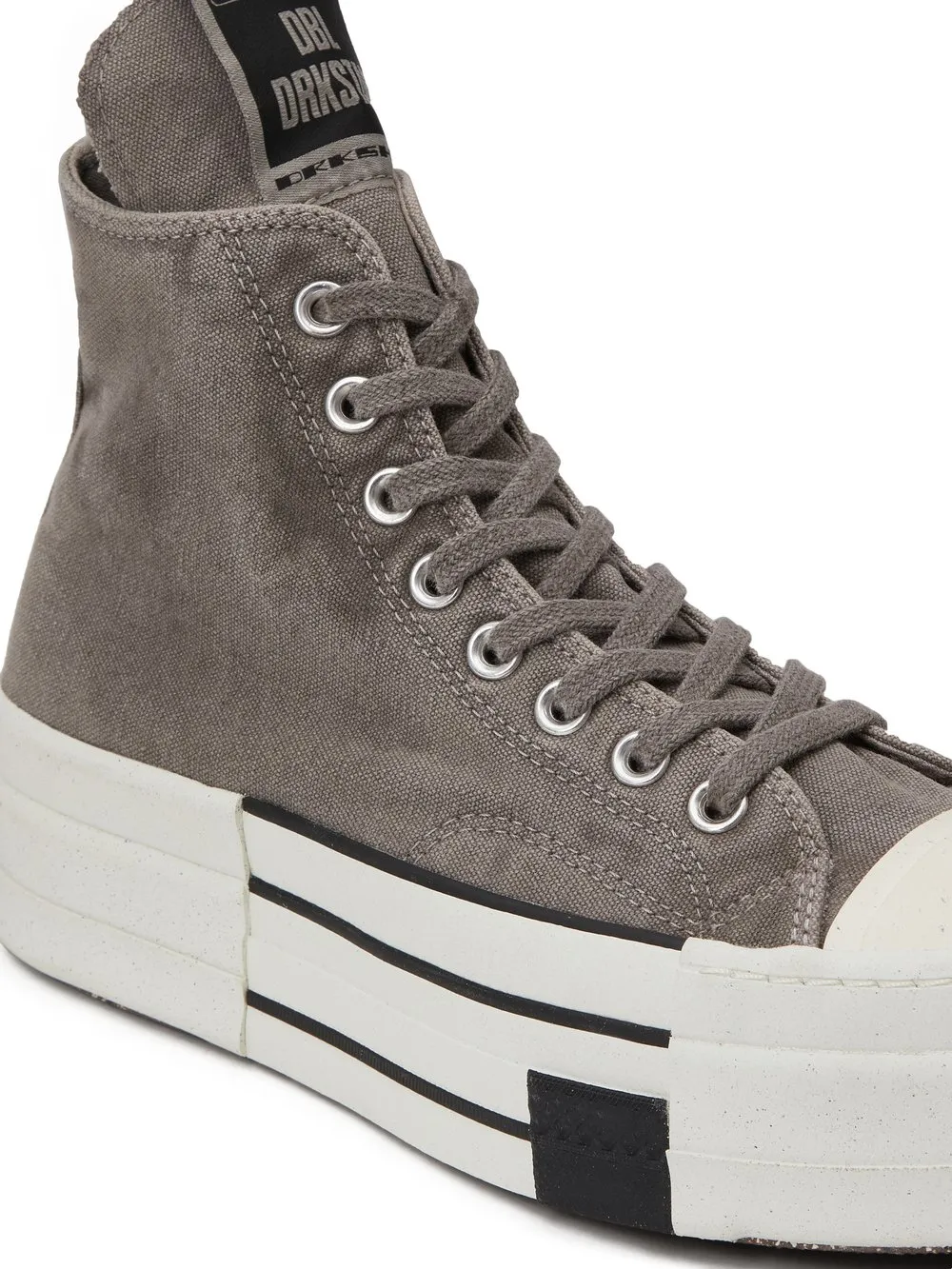 Converse X Drkshdw Dbl Drkstar Hi In Overdyed Canvas In Concrete