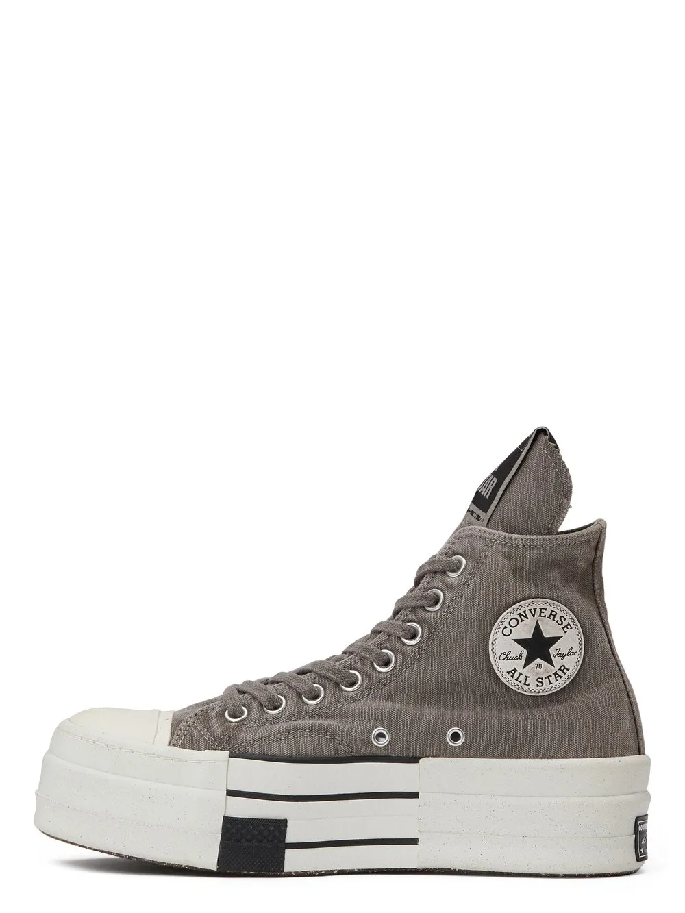 Converse X Drkshdw Dbl Drkstar Hi In Overdyed Canvas In Concrete