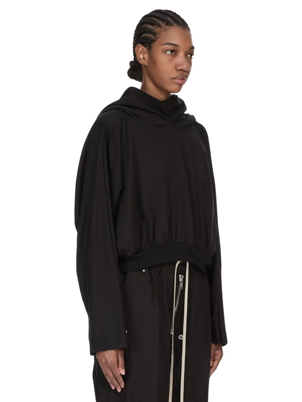 Drkshdw Temple Cropped Hooded Top In Black Medium Weight Cotton Jersey