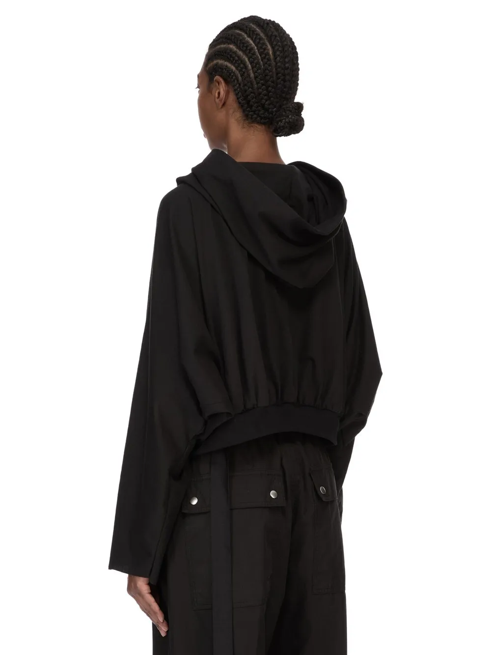 Drkshdw Temple Cropped Hooded Top In Black Medium Weight Cotton Jersey