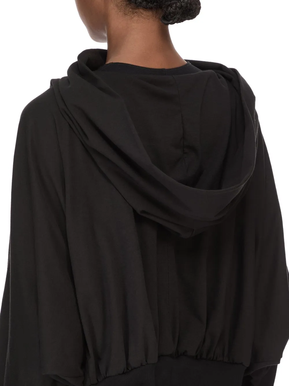 Drkshdw Temple Cropped Hooded Top In Black Medium Weight Cotton Jersey
