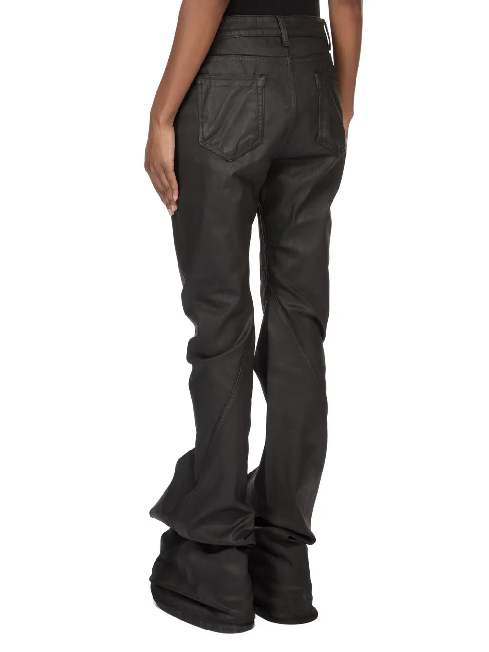 Drkshdw Temple Bias Bootcut In Black Deep Black Stretch Denim