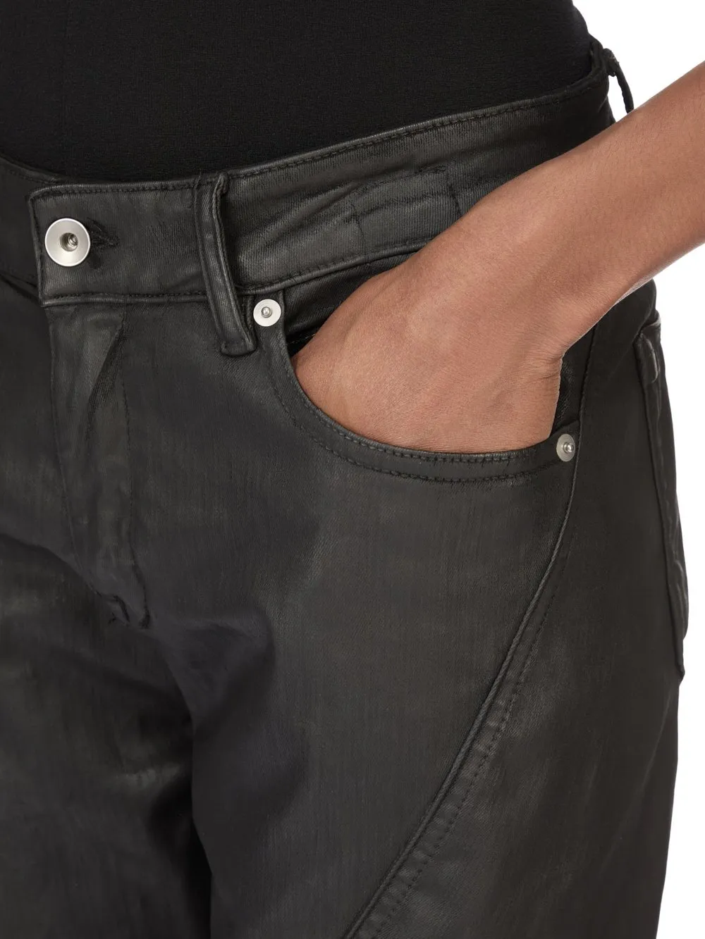 Drkshdw Temple Bias Bootcut In Black Deep Black Stretch Denim