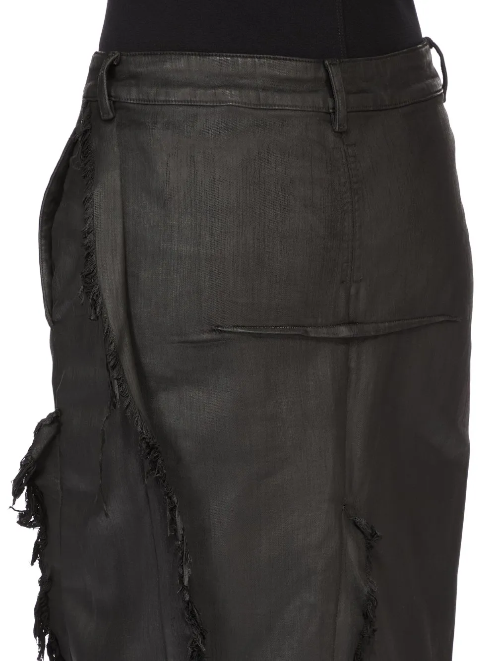 Drkshdw Temple Denim Sliced Skirt In Deep Black Stretch Denim