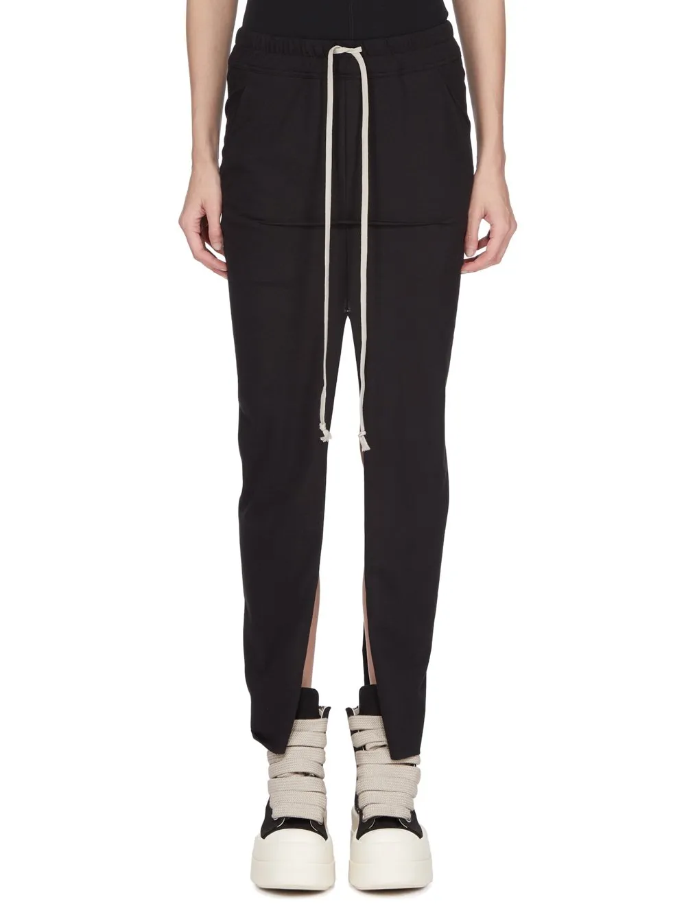 Drkshdw Temple Pull On Sliced Pillar Skirt In Black Medium Weight Cotton Jersey