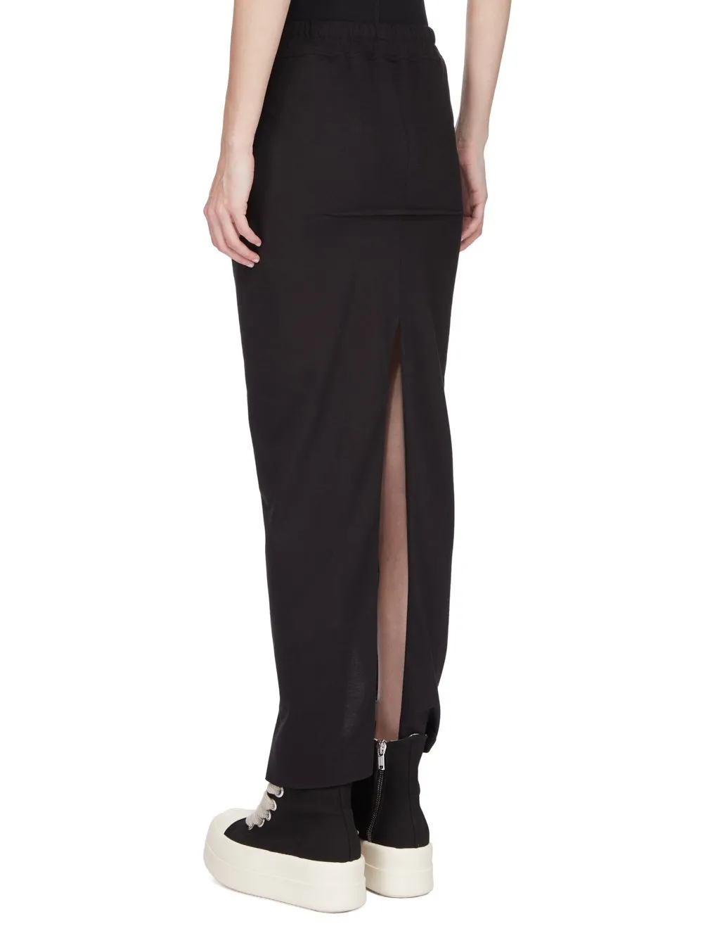 Drkshdw Temple Pull On Sliced Pillar Skirt In Black Medium Weight Cotton Jersey