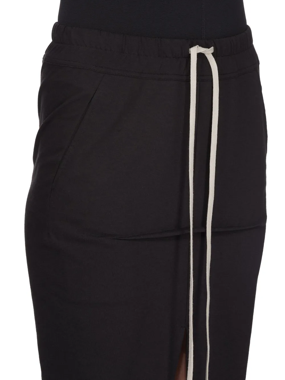 Drkshdw Temple Pull On Sliced Pillar Skirt In Black Medium Weight Cotton Jersey