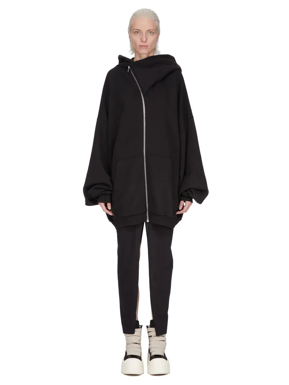 Drkshdw Temple Pull On Sliced Pillar Skirt In Black Medium Weight Cotton Jersey