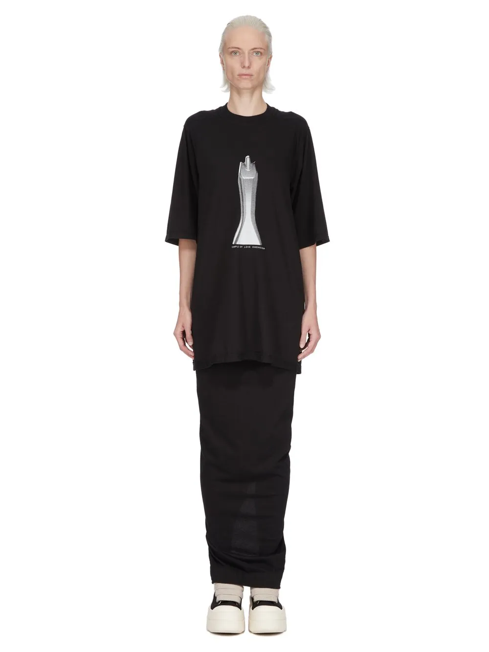 Drkshdw Temple Pull On Pillar Skirt In Black Medium Weight Cotton Jersey