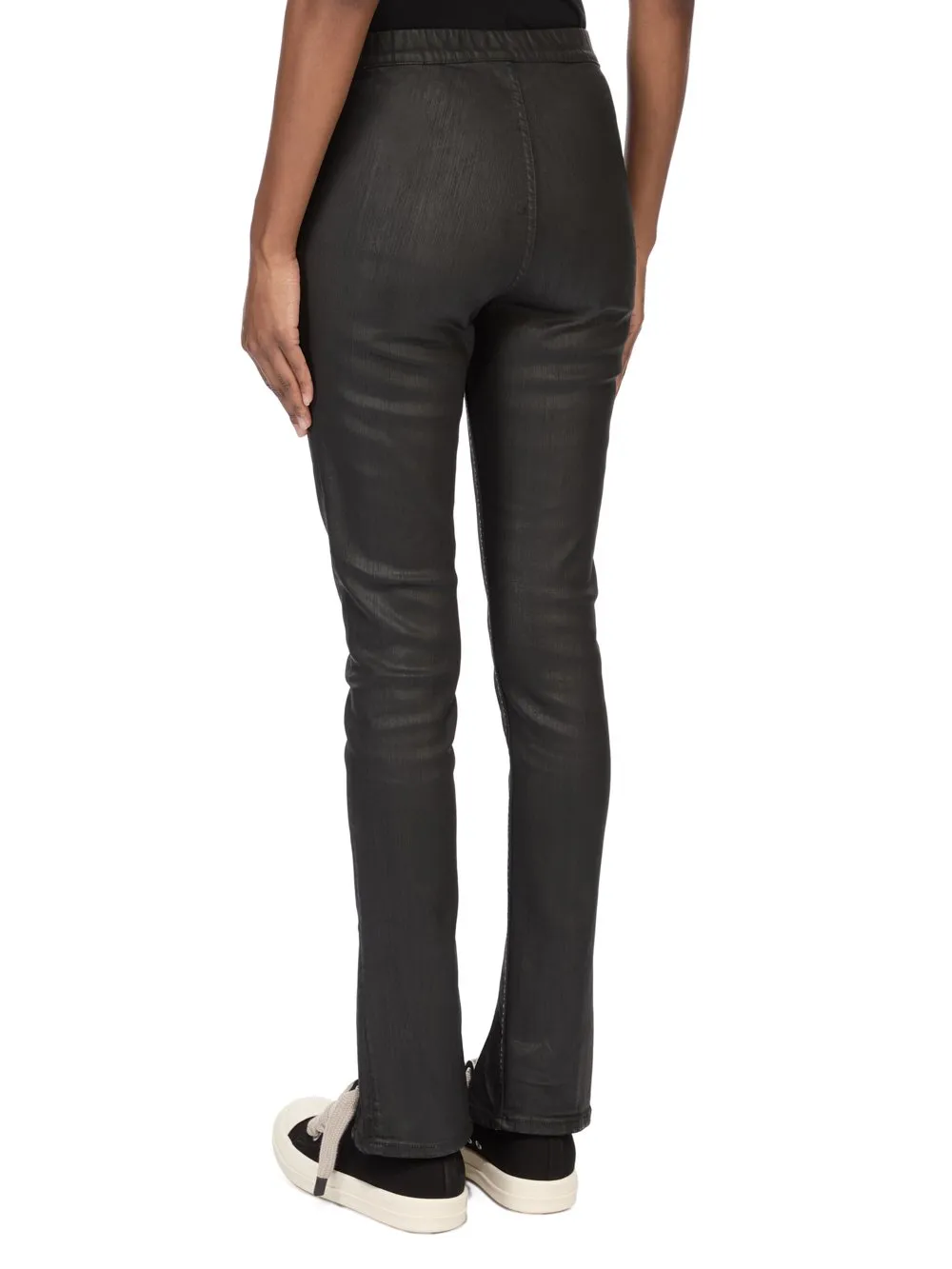 Drkshdw Temple Slit Front Legging In Black Deep Black Stretch Denim