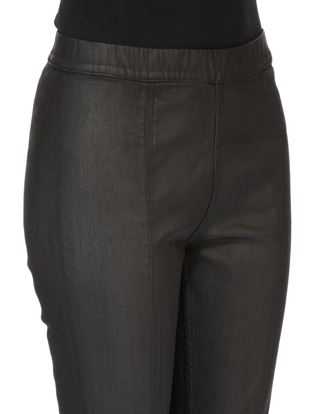Drkshdw Temple Slit Front Legging In Black Deep Black Stretch Denim