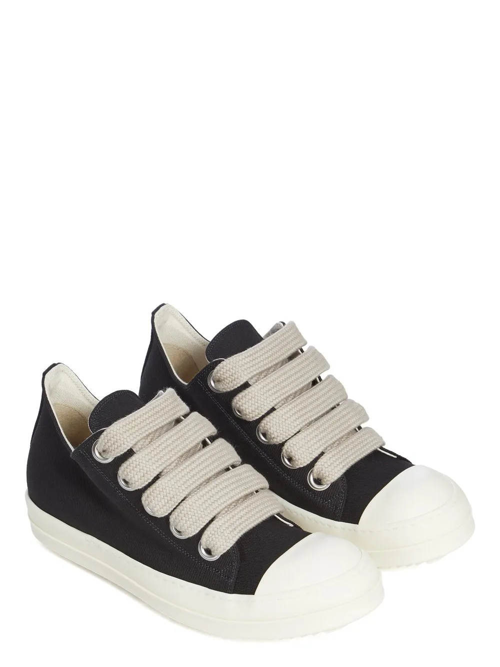 Drkshdw Temple Jumbolace Low Sneaks In Black/Milk/Milk 13Oz Overdyed Denim