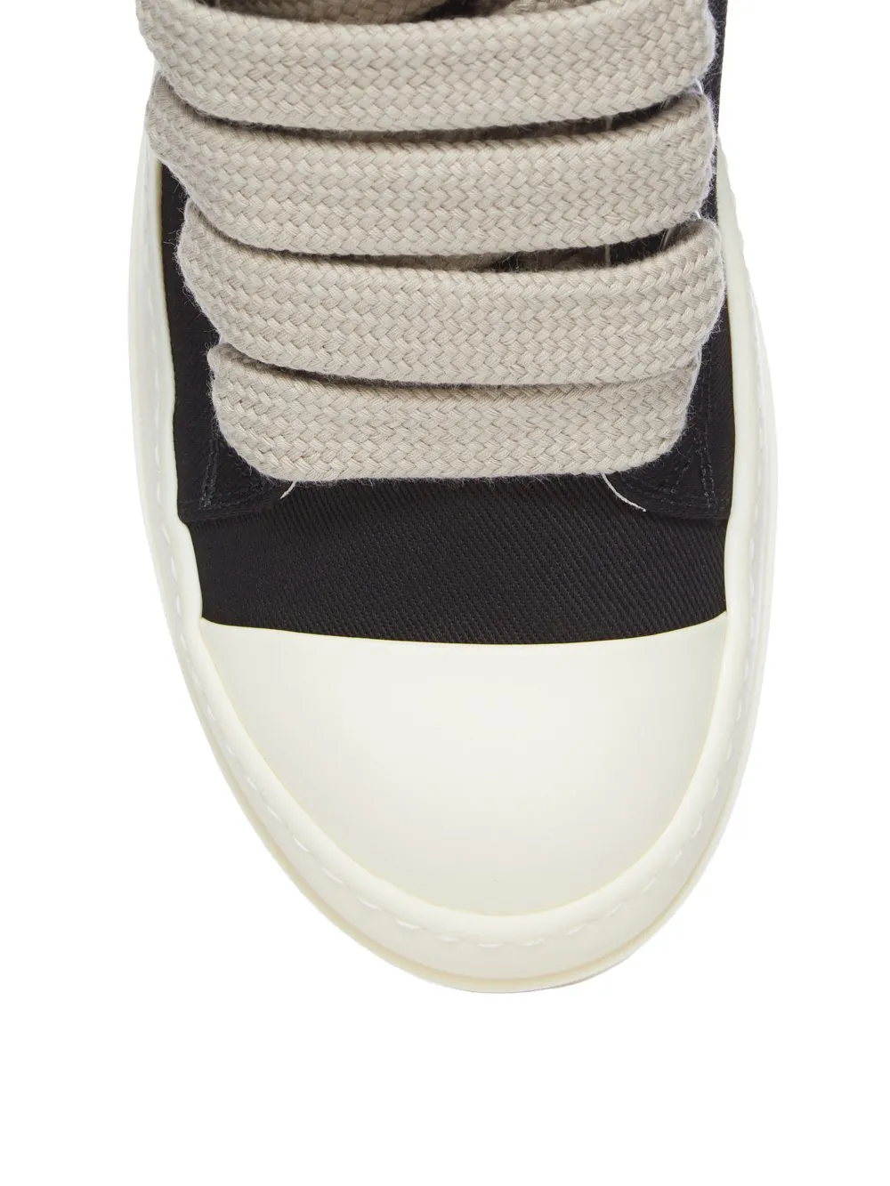 Drkshdw Temple Jumbolace Low Sneaks In Black/Milk/Milk 13Oz Overdyed Denim