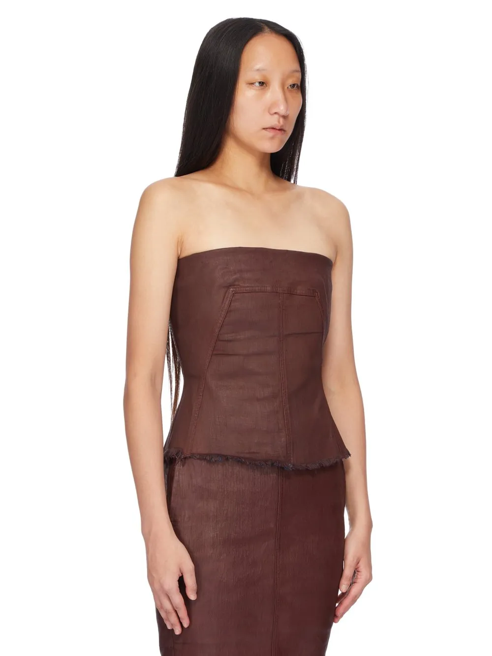 Drkshdw Concordians Bustier Top In Scab Wax Stretch Denim