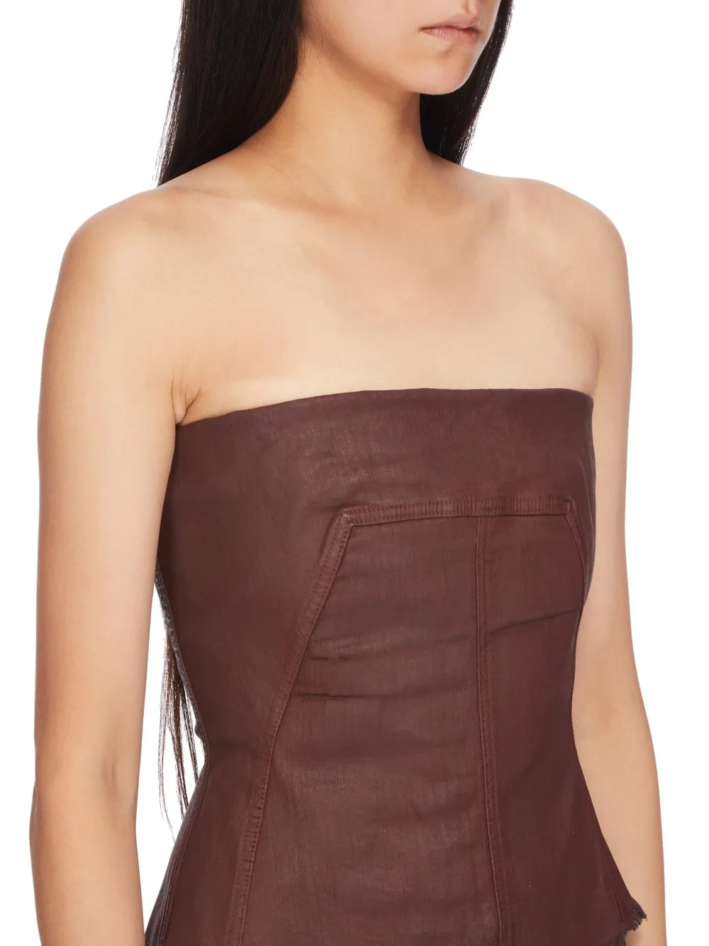 Drkshdw Concordians Bustier Top In Scab Wax Stretch Denim