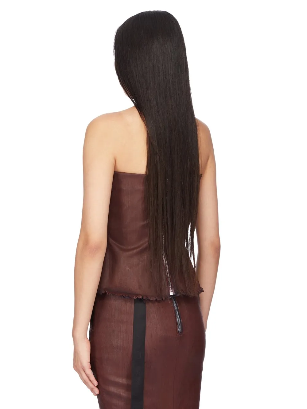 Drkshdw Concordians Bustier Top In Scab Wax Stretch Denim