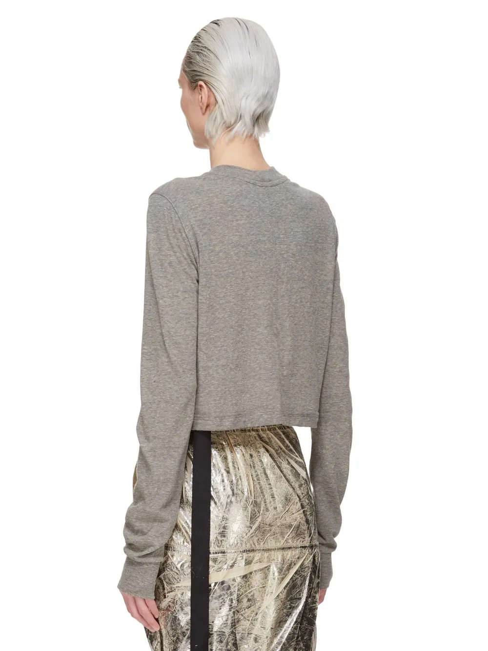 Drkshdw Concordians Ls Cropped Small Level T In Grey Melange Jersey