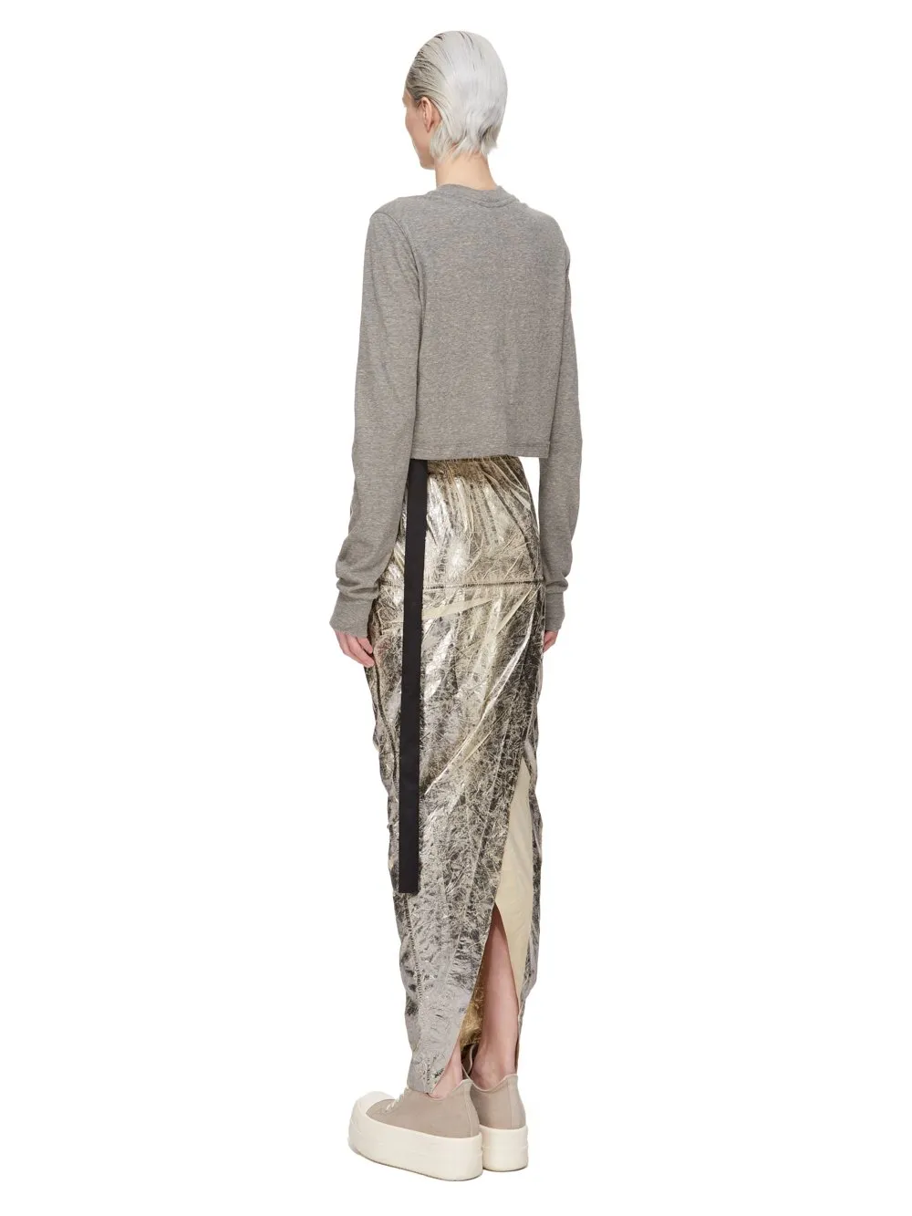 Drkshdw Concordians Ls Cropped Small Level T In Grey Melange Jersey