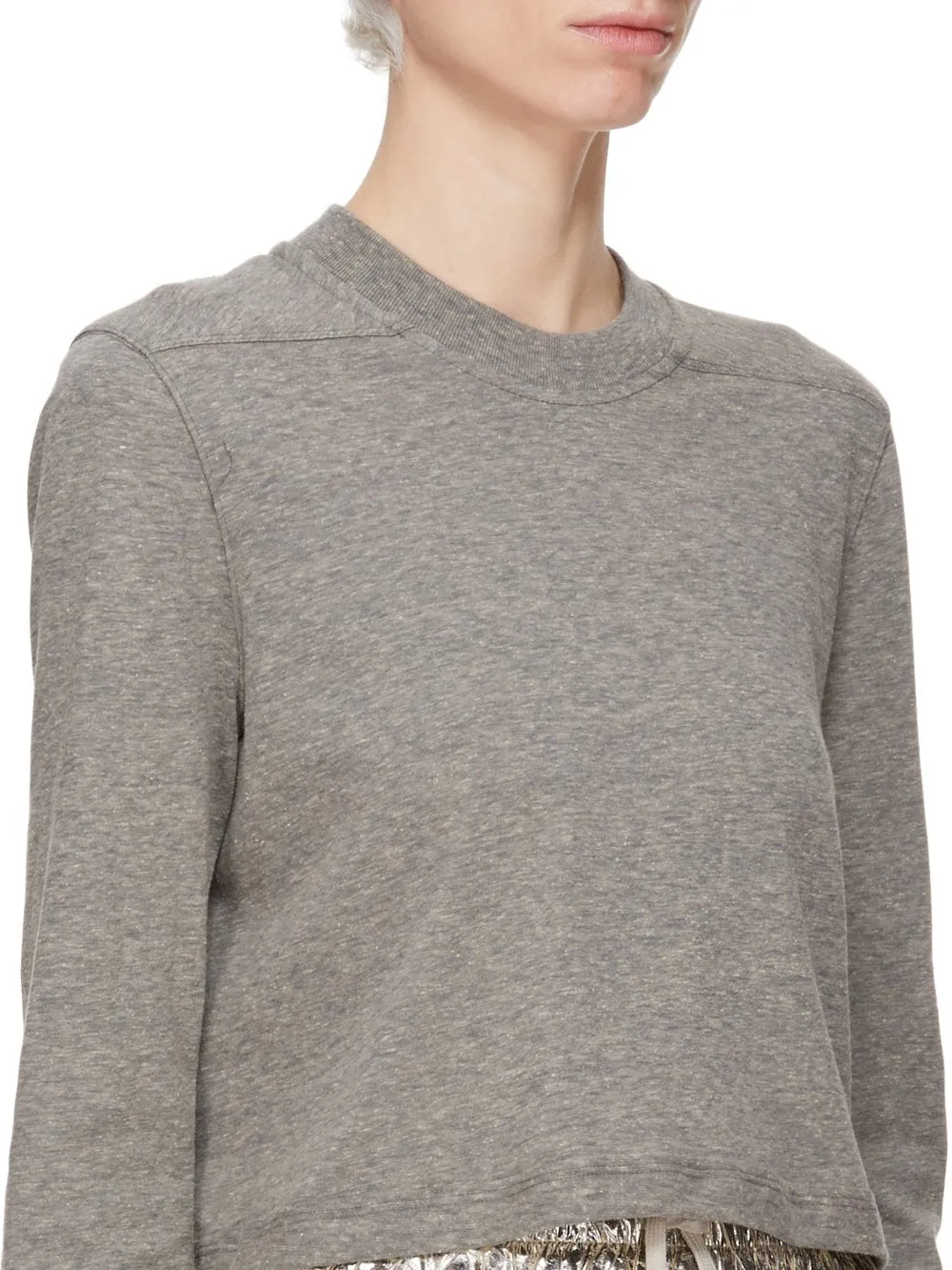 Drkshdw Concordians Ls Cropped Small Level T In Grey Melange Jersey