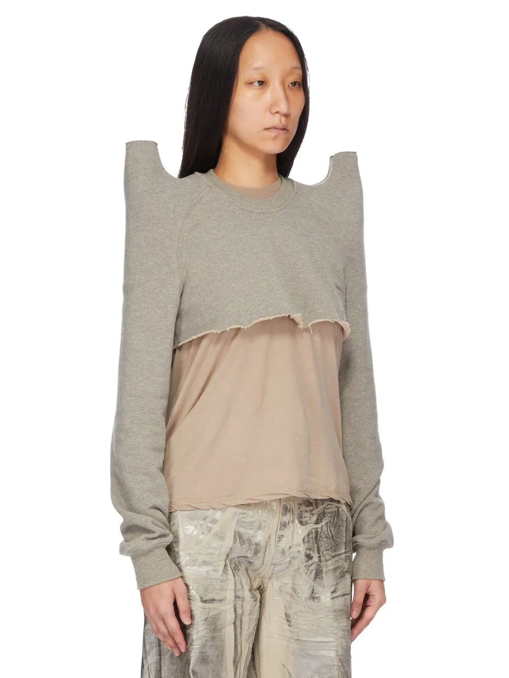 Drkshdw Concordians Cropped Tecsweat In Melange Grey Felpa Jersey