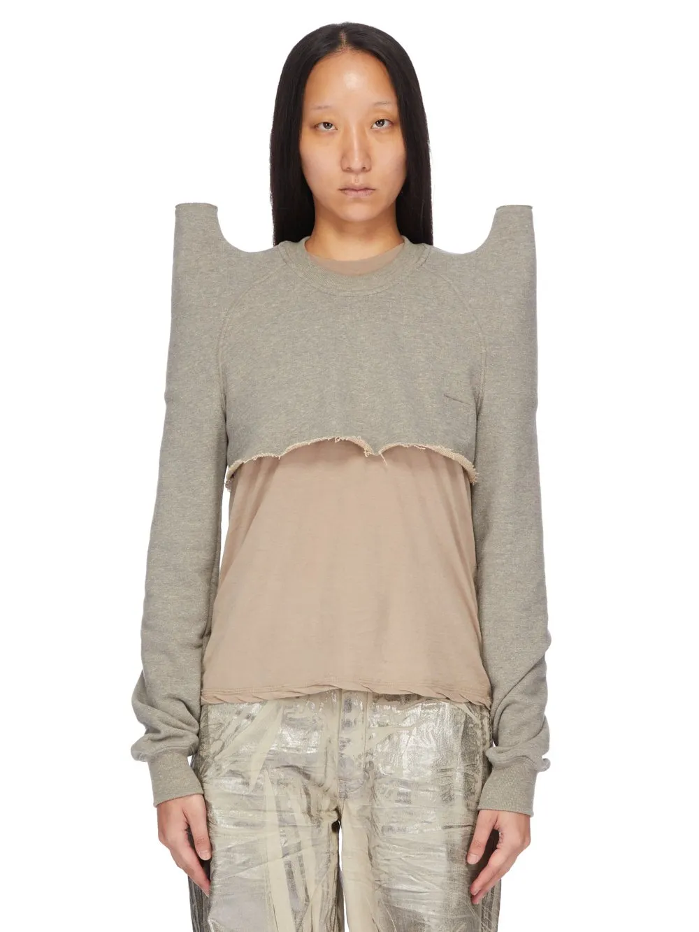Drkshdw Concordians Cropped Tecsweat In Melange Grey Felpa Jersey