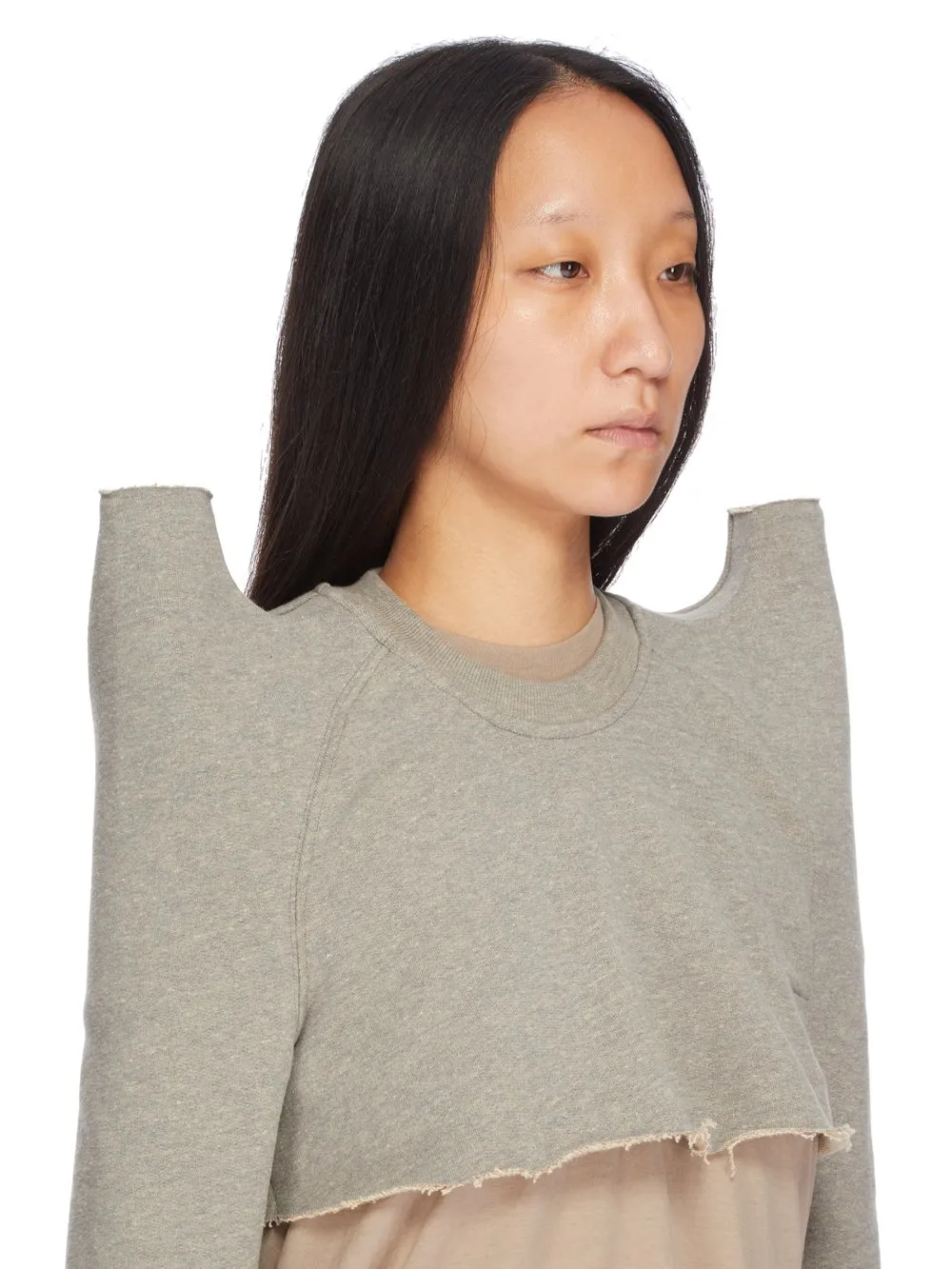 Drkshdw Concordians Cropped Tecsweat In Melange Grey Felpa Jersey