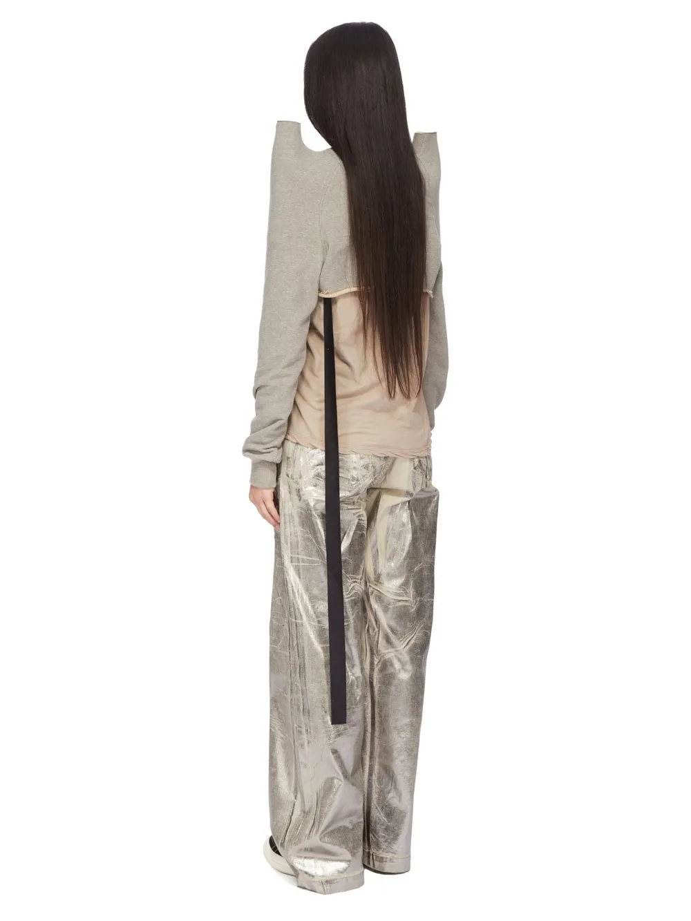 Drkshdw Concordians Cropped Tecsweat In Melange Grey Felpa Jersey