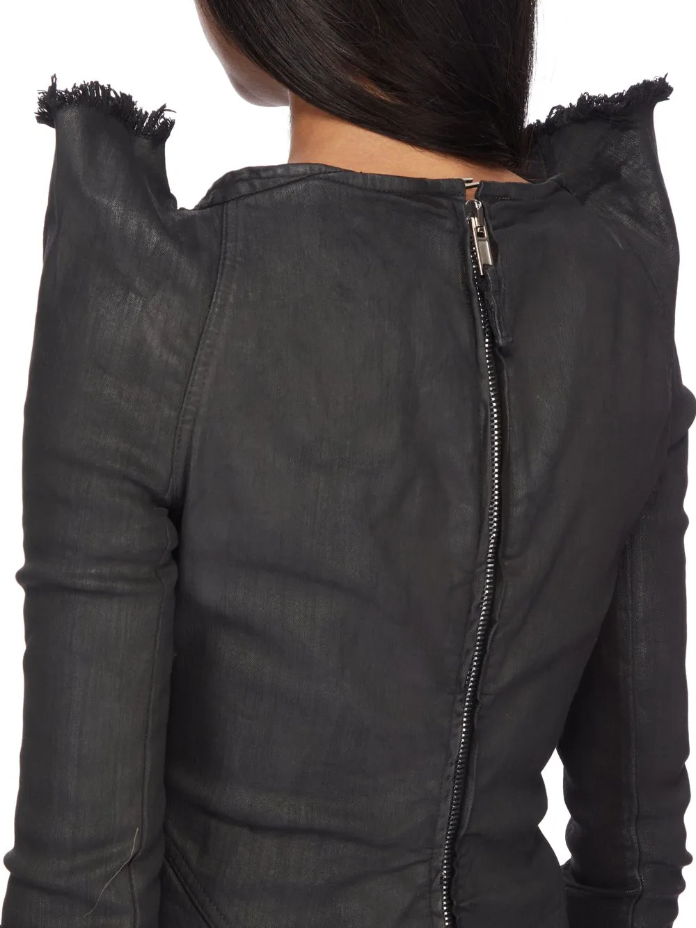 Drkshdw Concordians Tec Top In Black Wax Stretch Denim