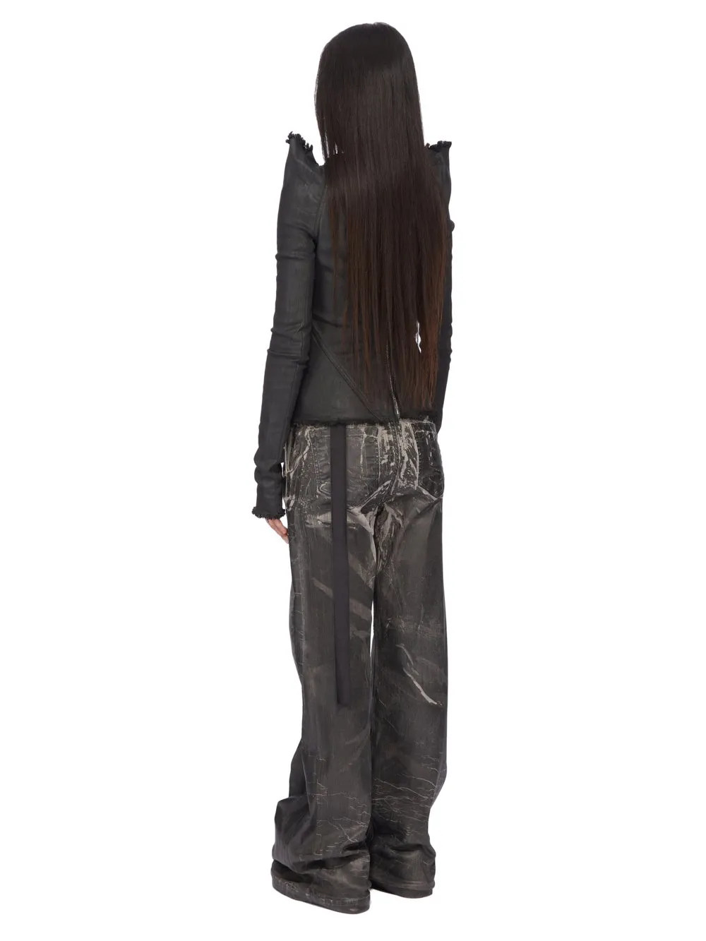 Drkshdw Concordians Tec Top In Black Wax Stretch Denim