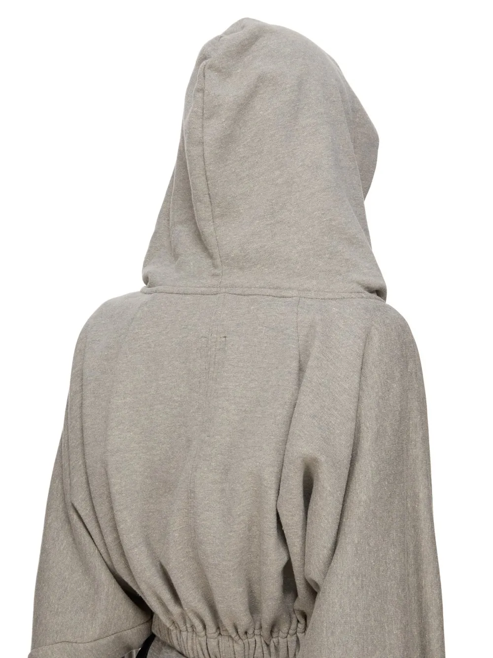 Drkshdw Concordians Cropped Hooded Tunic In Melange Grey Felpa Jersey