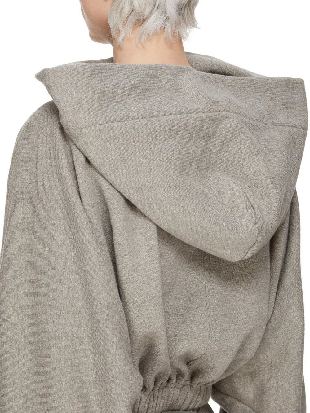 Drkshdw Concordians Cropped Hooded Tunic In Melange Grey Felpa Jersey