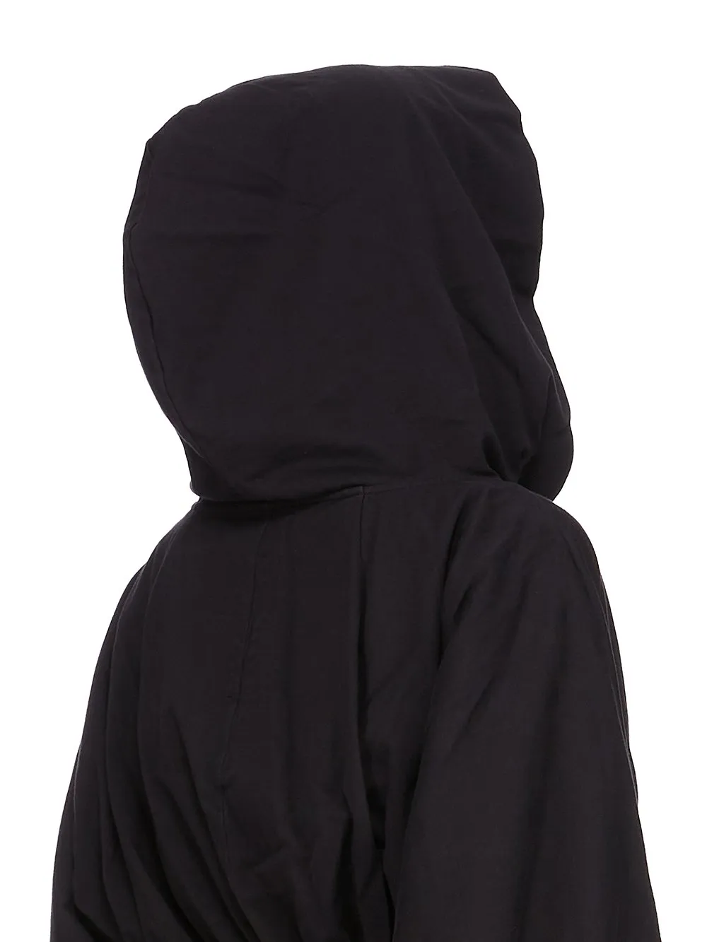 Drkshdw Concordians Cropped Hooded Tunic In Black Compact Heavy Jersey