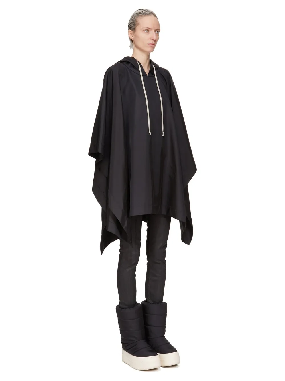 Drkshdw Concordians Poncho In Black Nylon Canvas