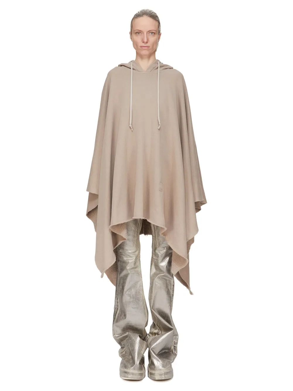 Drkshdw Concordians Poncho In Dirty Pearl Slub Felpa