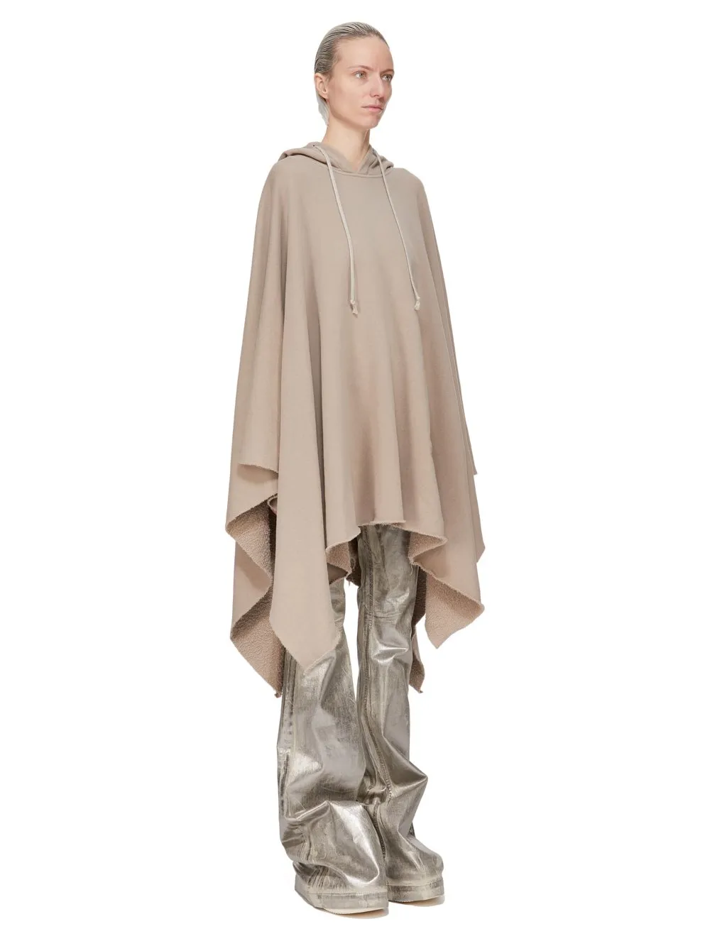 Drkshdw Concordians Poncho In Dirty Pearl Slub Felpa
