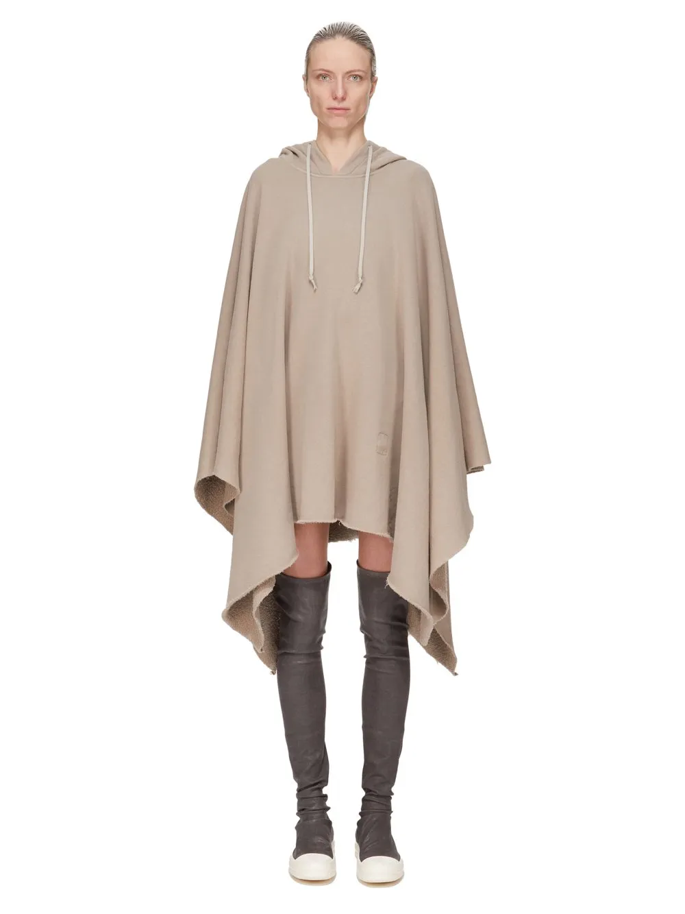 Drkshdw Concordians Poncho In Dirty Pearl Slub Felpa