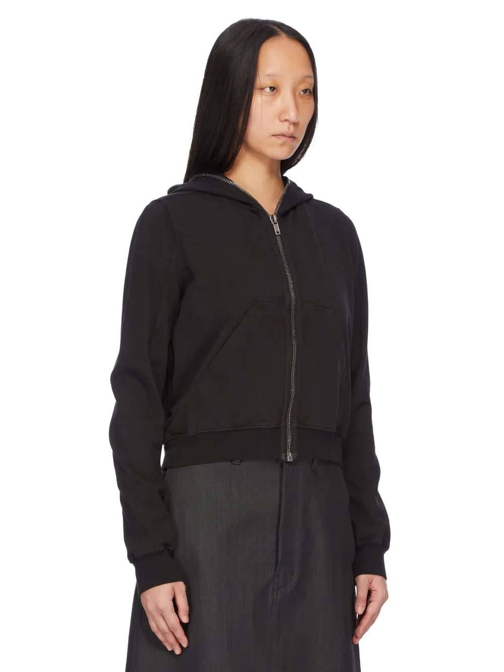 Drkshdw Concordians Small Gimp Hoodie In Black Compact Heavy Jersey