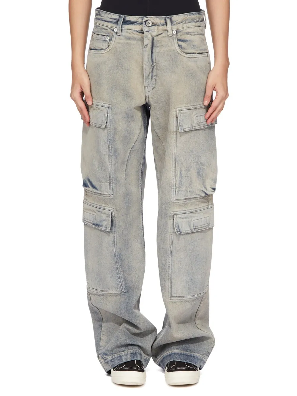 Drkshdw Concordians Double Cargo Jeans In 13Oz Mineral Pearl Denim