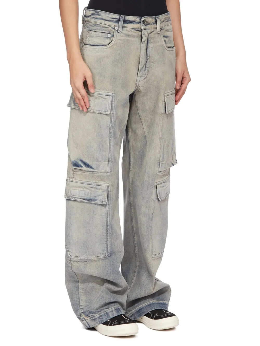 Drkshdw Concordians Double Cargo Jeans In 13Oz Mineral Pearl Denim