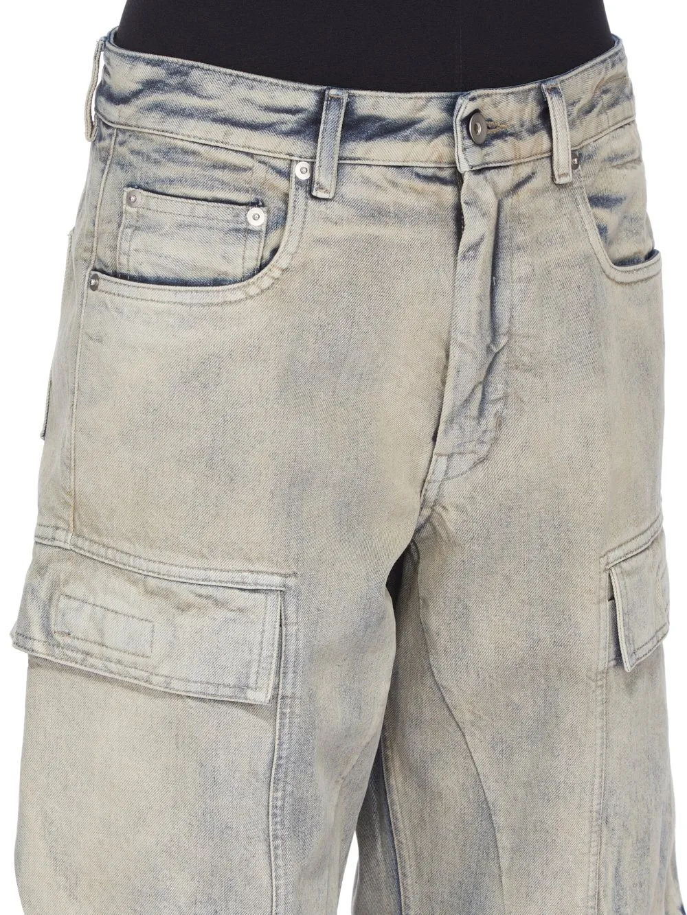 Drkshdw Concordians Double Cargo Jeans In 13Oz Mineral Pearl Denim