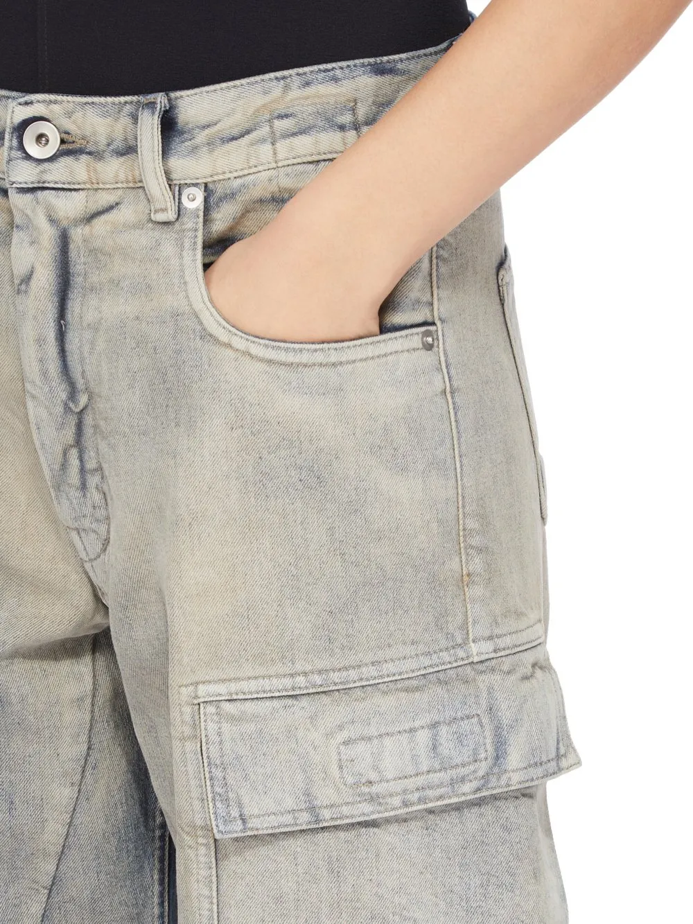 Drkshdw Concordians Double Cargo Jeans In 13Oz Mineral Pearl Denim