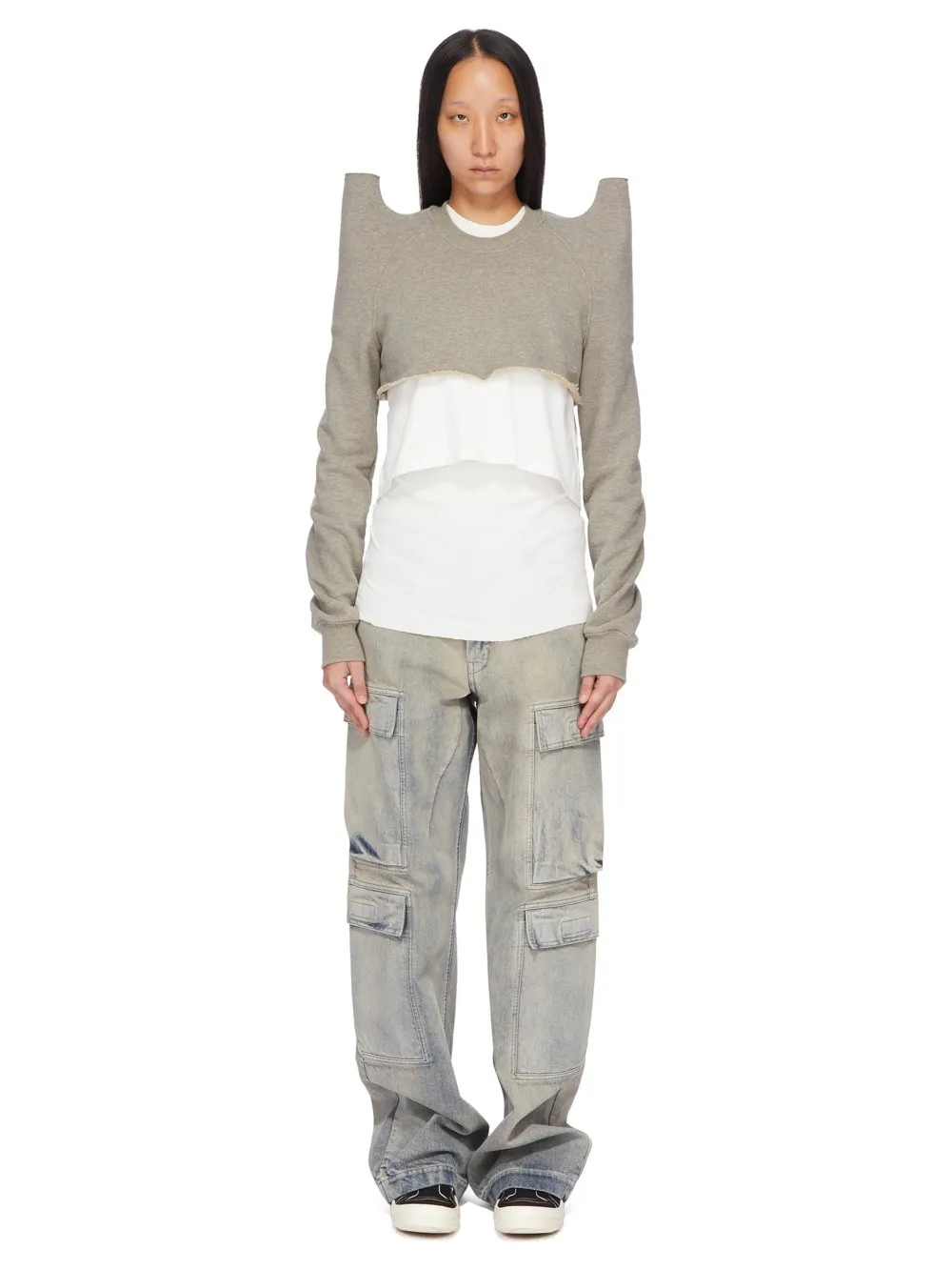 Drkshdw Concordians Double Cargo Jeans In 13Oz Mineral Pearl Denim