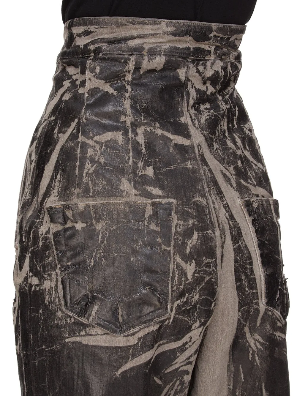 Drkshdw Concordians Dirt Bolan In Black Washed Foil Stretch Denim