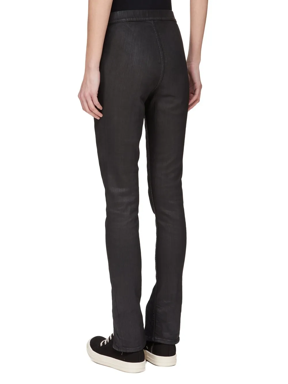 Drkshdw Concordians Slit Front Legging In Black Wax Stretch Denim