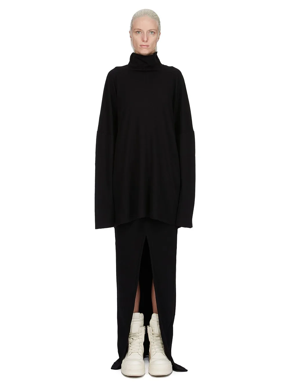 Drkshdw Concordians Phleg Pillar Skirt In Black Slub Felpa