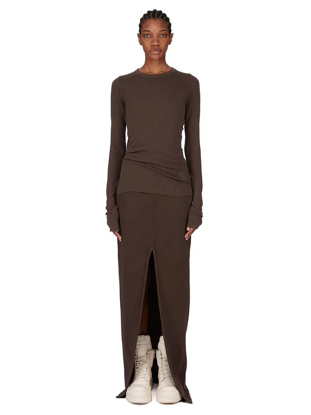 Drkshdw Concordians Phleg Pillar Skirt In Dark Dust Slub Felpa