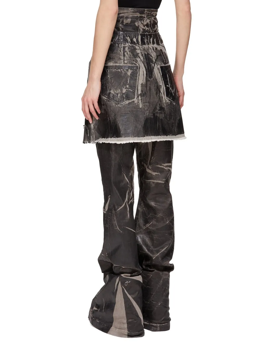 Drkshdw Concordians Sisysnap Skirt In 13Oz Black Washed Foil Denim