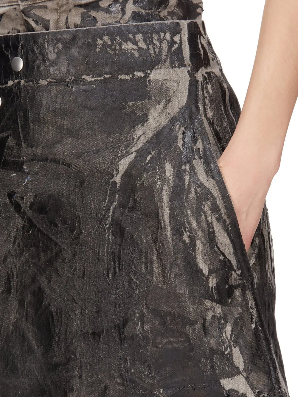 Drkshdw Concordians Sisysnap Skirt In 13Oz Black Washed Foil Denim
