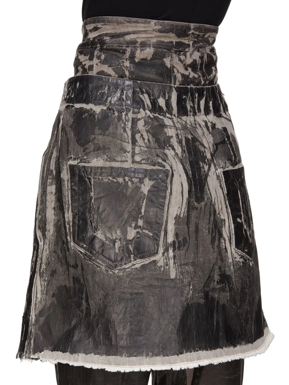 Drkshdw Concordians Sisysnap Skirt In 13Oz Black Washed Foil Denim