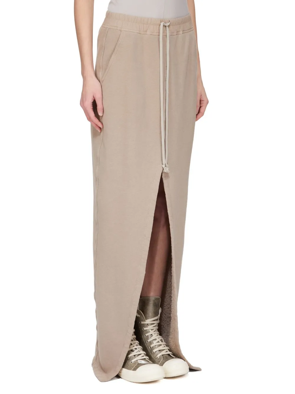 Drkshdw Concordians Phleg Pillar Skirt In Dirty Pearl Slub Felpa